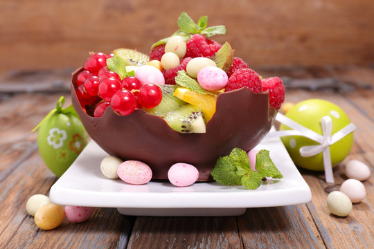 fruit salad and easter egg