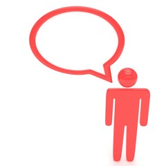 3d man with talk bubbles isolated over a white background