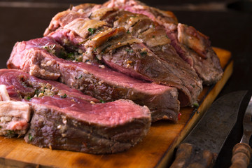 Raw beef roll with fresh spices