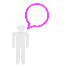 3d man with talk bubbles isolated over a white background