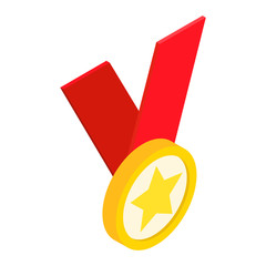 Medal with star on a red  ribbon isometric 3d icon © juliars