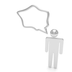 3d man with talk bubbles isolated over a white background