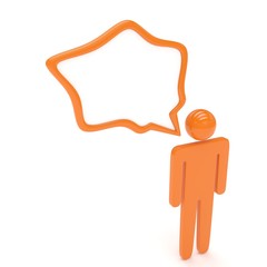 3d man with talk bubbles isolated over a white background