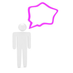 3d man with talk bubbles isolated over a white background