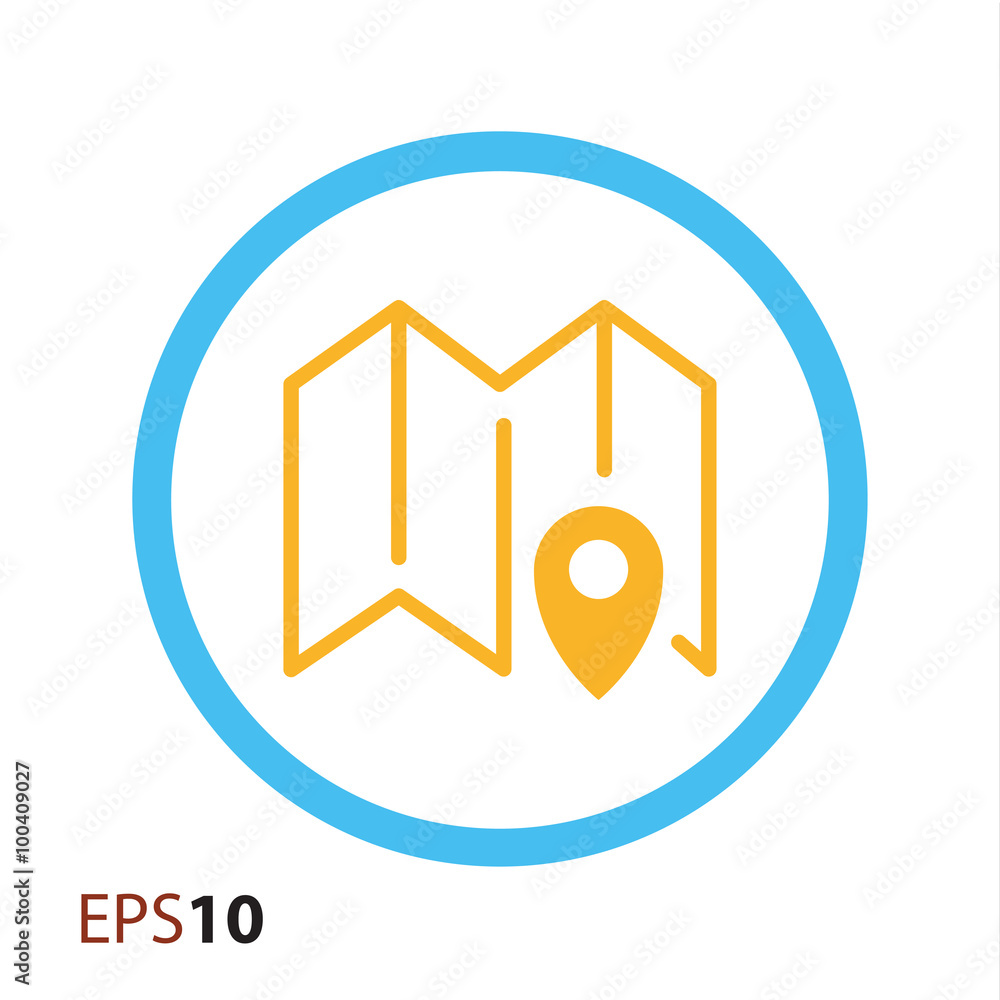 Aufkleber map with pin icon for web and mobile