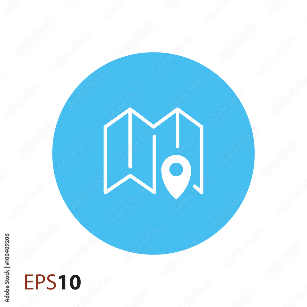 Poster map with pin icon for web and mobile