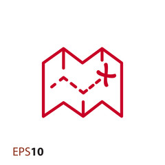 Map with marked destination icon for web and mobile