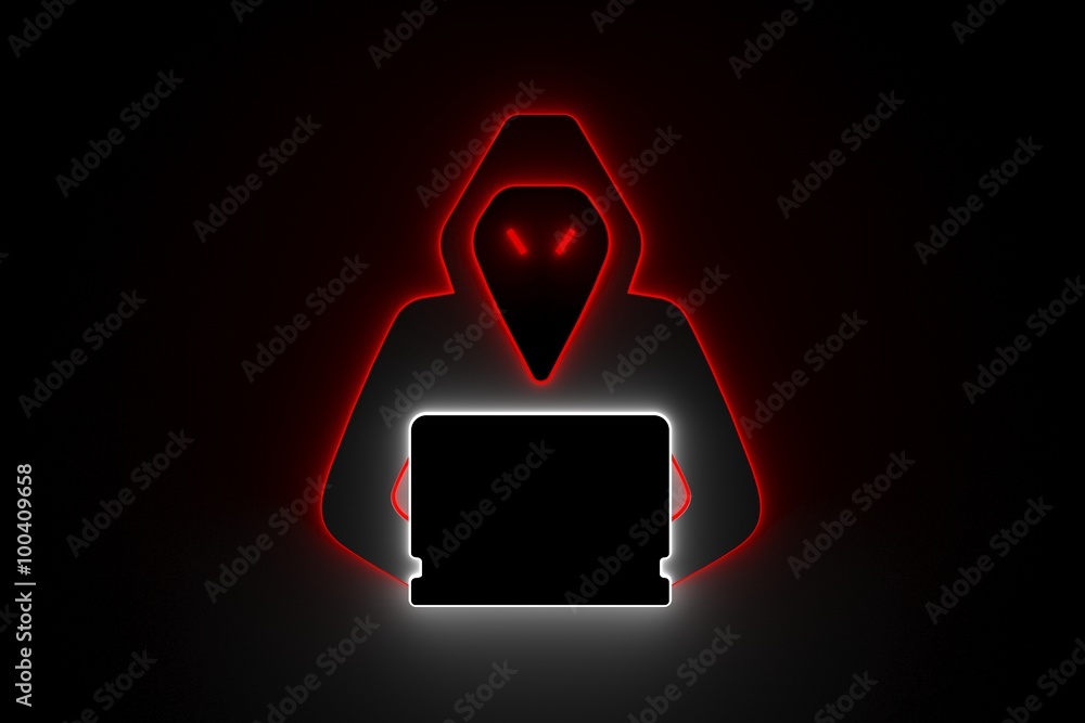 Poster the hacker is presented in the form of neon
