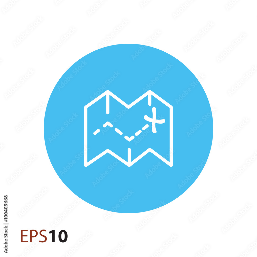 Poster map with marked destination icon for web and mobile