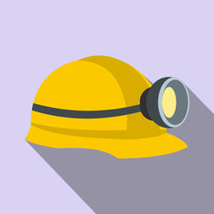 Miners helmet with lamp flat icon