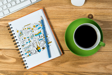Business workplace with stuff