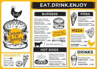 Restaurant cafe menu, template design.