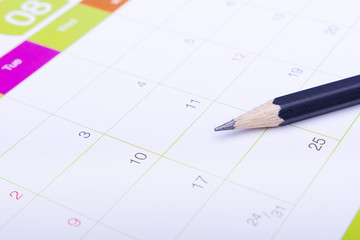 Pencil on calendar