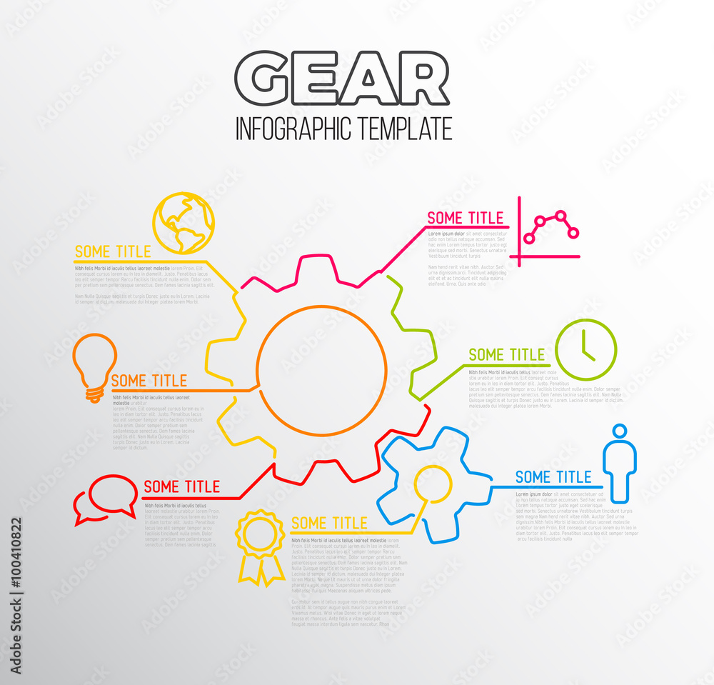 Poster vector infographic report template made from lines and icons