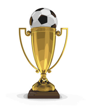 Trophy Cup and Soccer football 