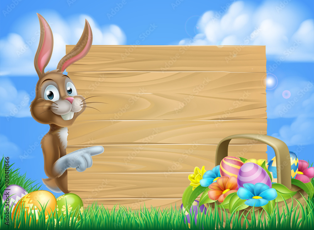 Wall mural Easter Bunny Sign Background