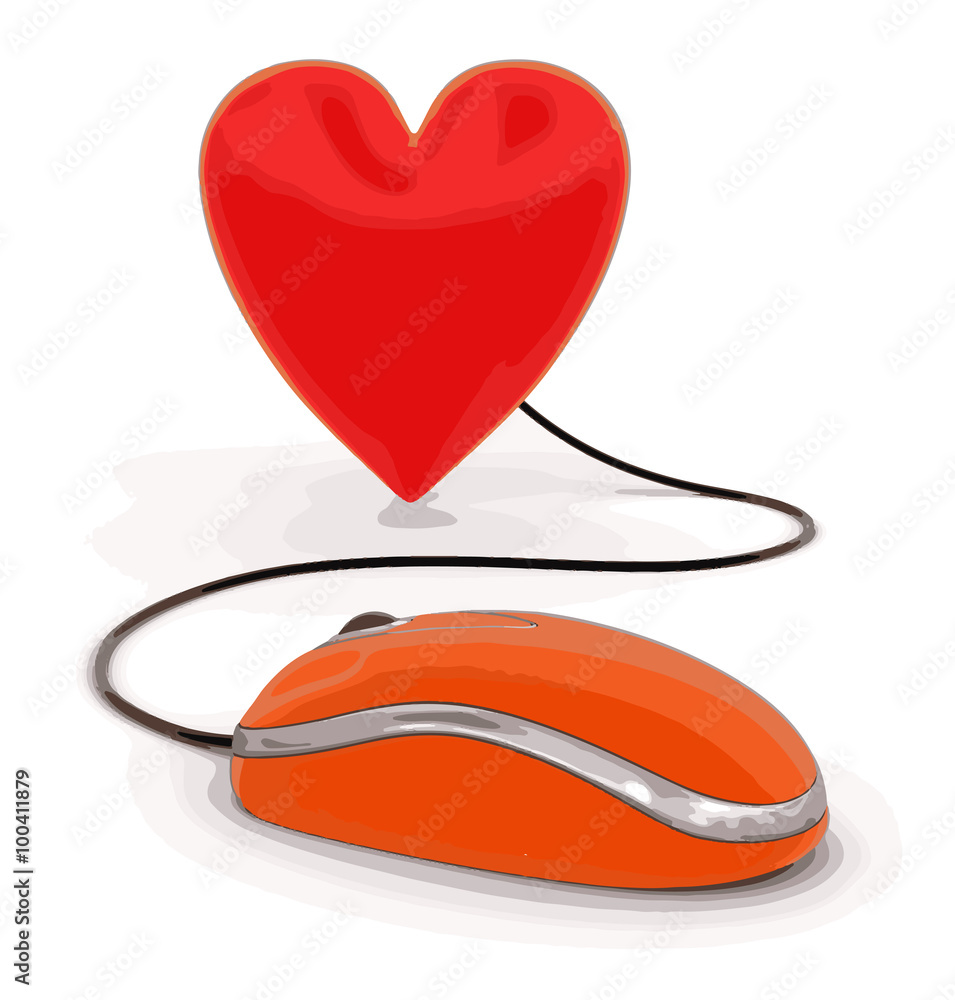 Poster heart with computer mouse