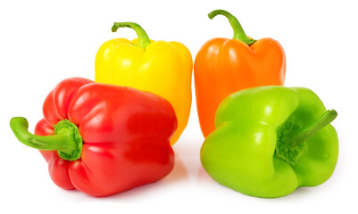 colored paprika isolated on white background