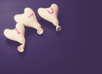 Valentine day concept.white heart balloon on a black slate,vinta
