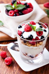 yogurt with muesli and berries