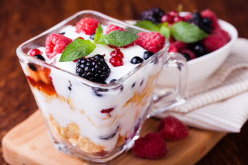 yogurt with muesli and berries