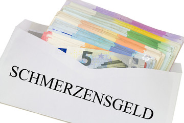Schmerzensgeld Kuvert mit Bargeld
