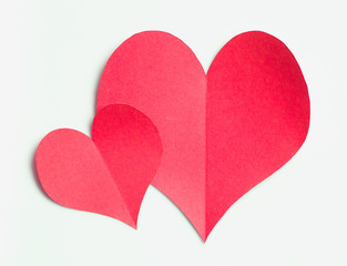 Valentines day,Red paper heart on white background