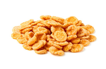 Corn flakes on white background.