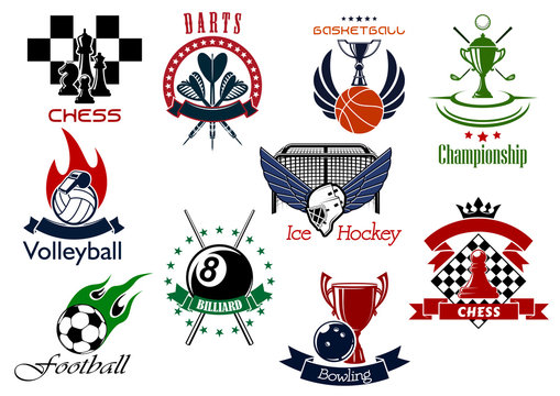 Set of sporting emblems and icons