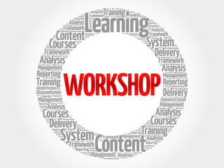 Workshop circle word cloud, business concept
