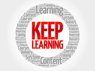 Keep Learning circle word cloud, business concept