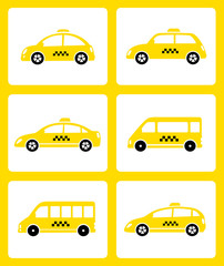 set of yellow taxi cars