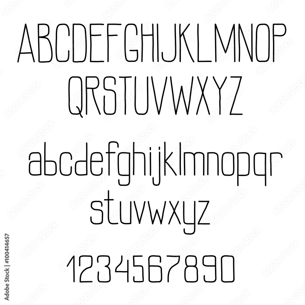 Poster Retro alphabet with tiny lines letters