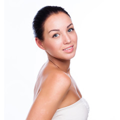 Pretty face of beautiful smiling woman