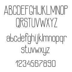 Retro alphabet with tiny lines letters