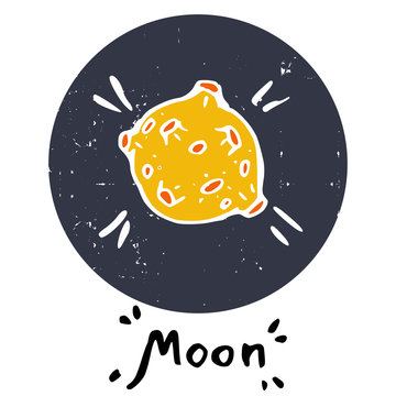 Hand drawn doodle Moon