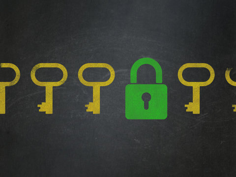 Protection concept: closed padlock icon on School Board background