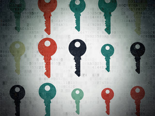 Safety concept: Key icons on Digital Paper background