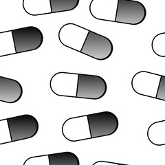 Medical pills seamless pattern on white background. Vector illustration.