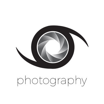 Vector icon diaphragm and eye, photography concept