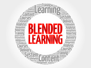 Blended Learning circle word cloud, business concept