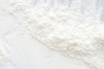 close up of flour - from above - food background