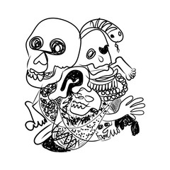 Doodle sketch of skull