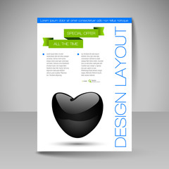 Vector Brochure Design Template with Valentine's heart.