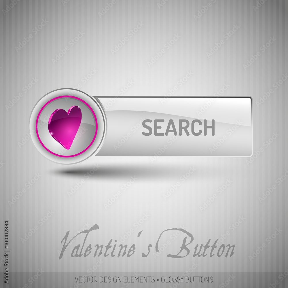 Poster vector button with pink heart. modern design elements with valen