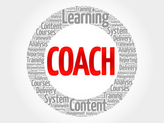 Coach circle word cloud, business concept