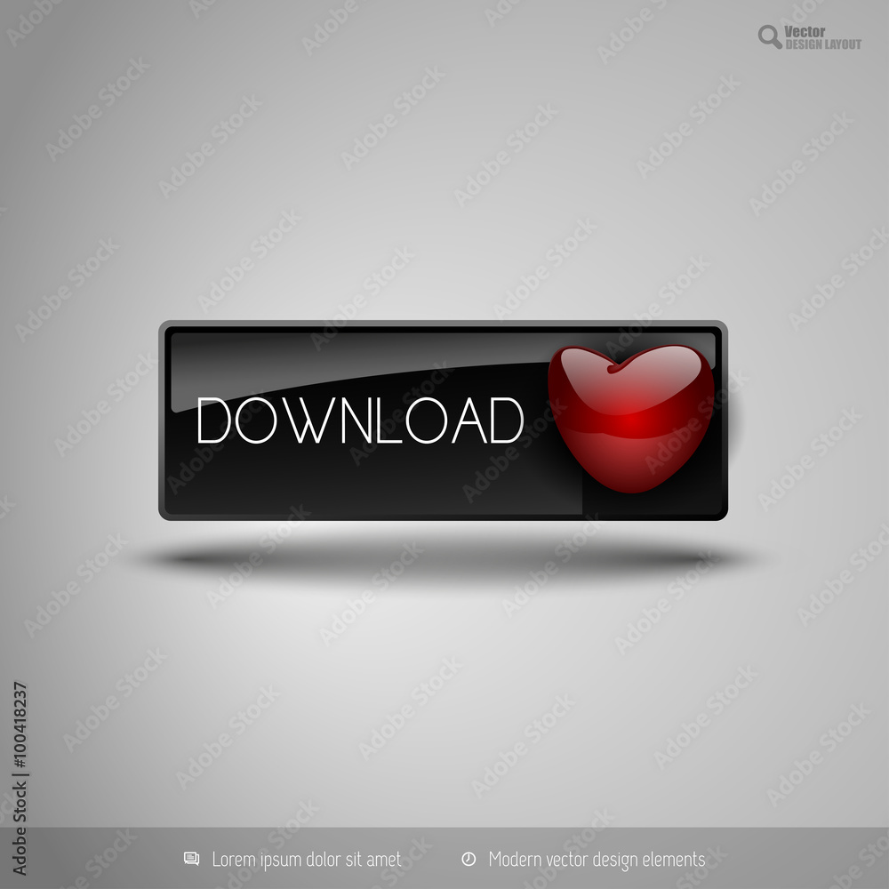 Poster black business button with red heart. vector design elements for