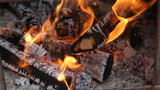 Coals burning in the brazier for barbecue