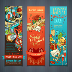 Set of vertical Valentine's banners.