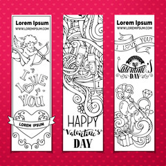 Set of doodles Valentine's banners.